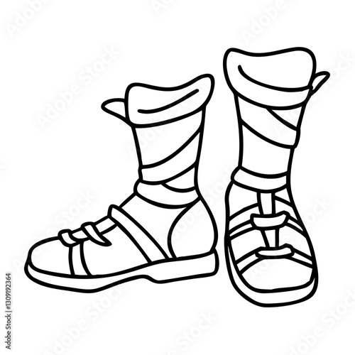 Gladiator Sandals Vector Illustration for Design and Art Projects