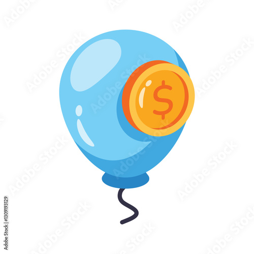 Grab this 3d icon depicting business inflation concept