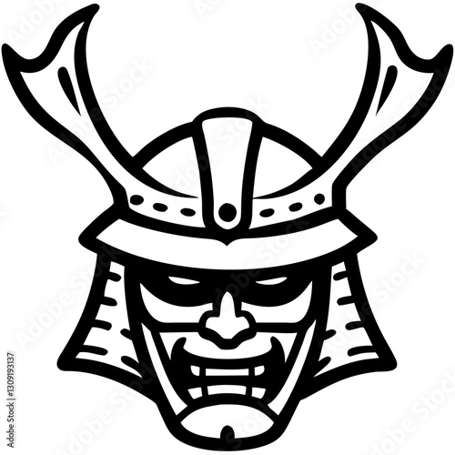 Samurai Warrior Helmet Vector Art for Tattoos or Design Projects