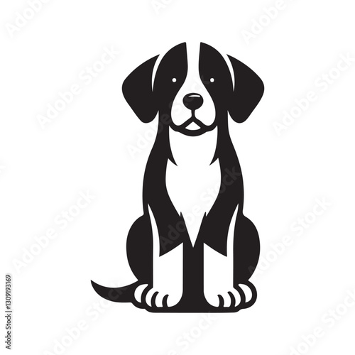 A cute brown cartoon dog sitting happily in a fun and playful illustration