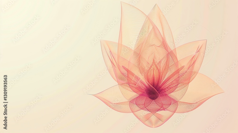 Obraz premium A delicate, peach-colored flower rendered in a translucent, almost ethereal style against a soft white background.