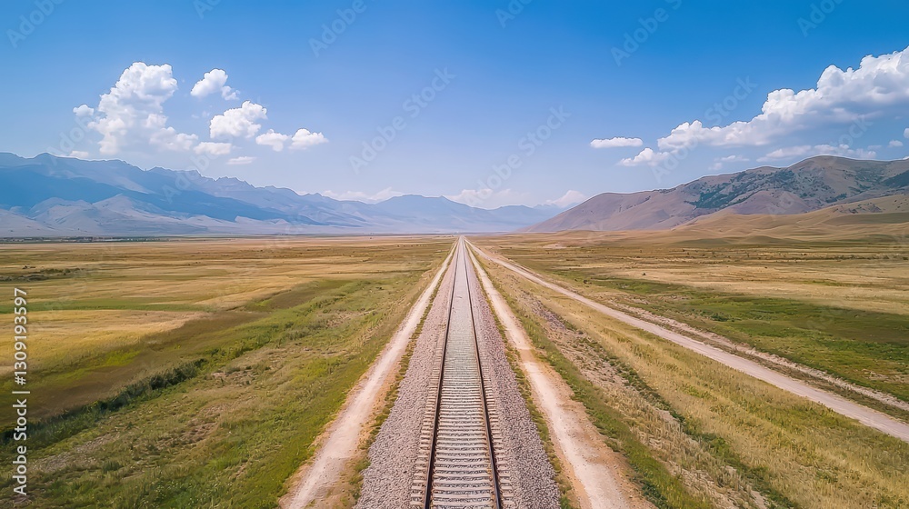 Expansive View of Long Highway Stretching Through Desert Landscape Under Clear Blue Sky Expansive View of Long Highway Stretching Through Desert Landscape Under Clear Blue Sky
