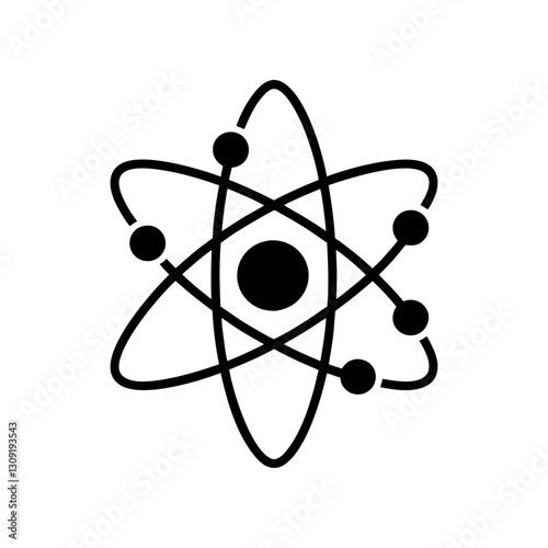 Atom Symbol Vector Illustration Black for Science Education and Branding