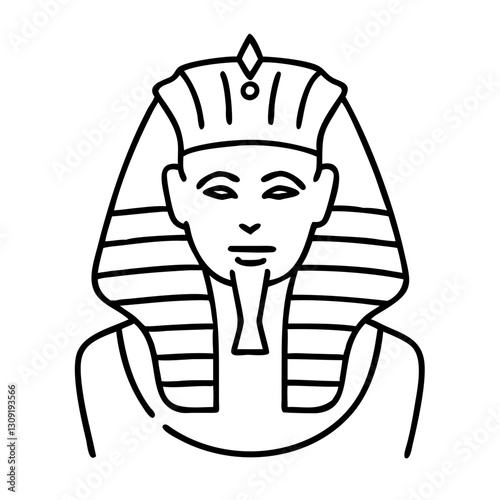 Pharaoh Ancient Egypt Line Art Illustration Vector for Design and Education