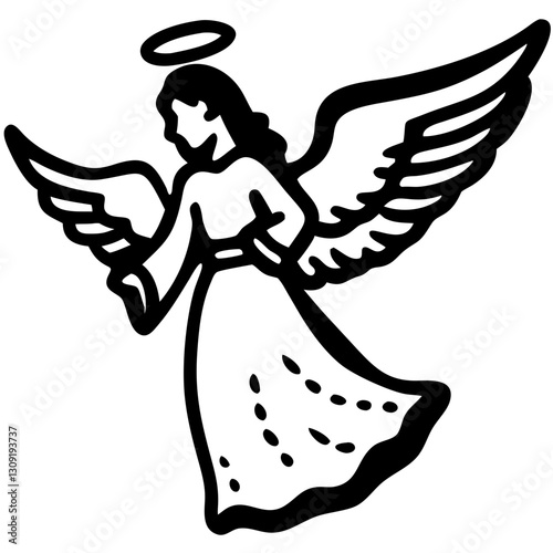 Angel Silhouette Vector Art Guardian Wings Symbol Spiritual Tattoo Design