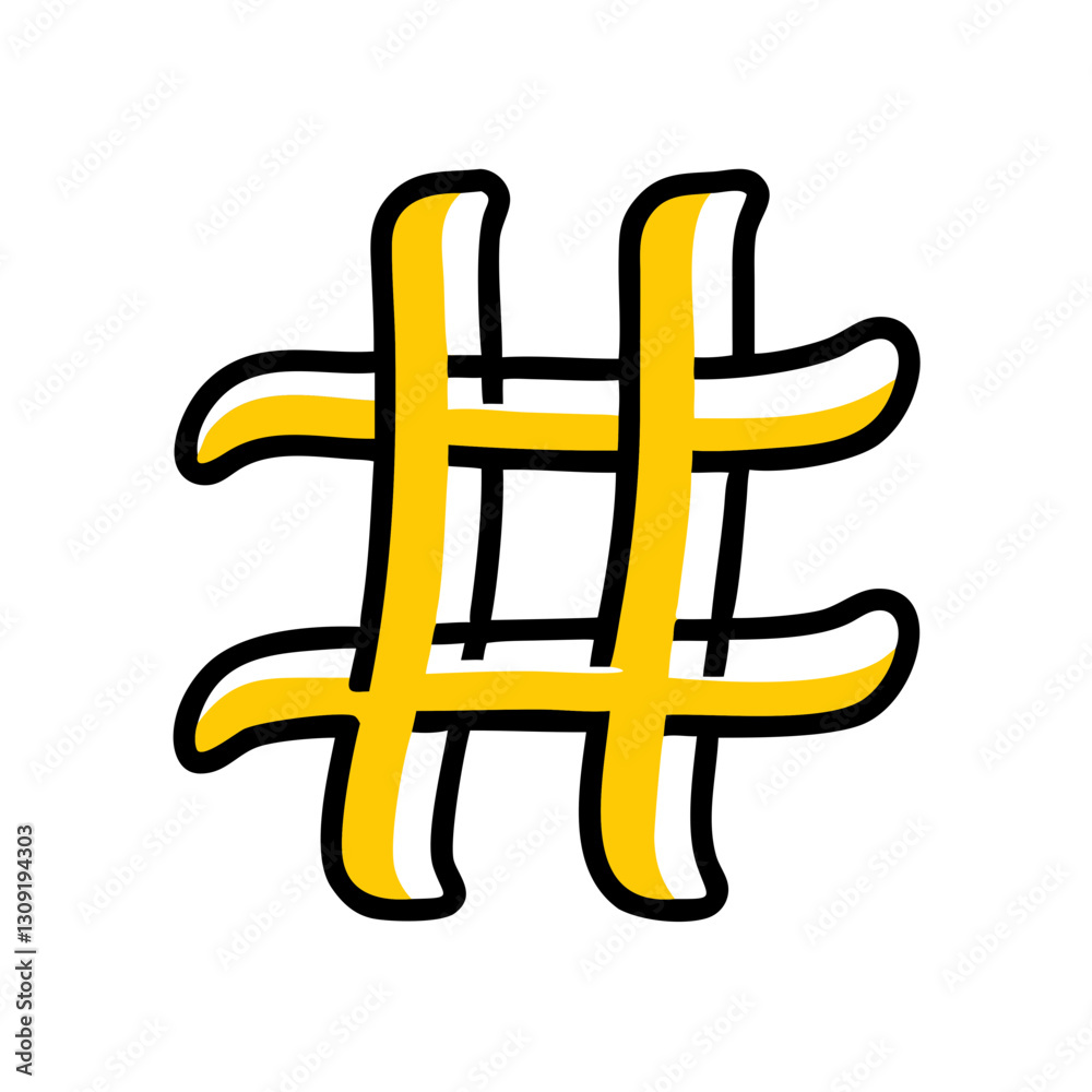 Obraz premium Bold Yellow Hashtag Symbol Vector for Social Media and Graphic Design