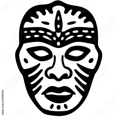 Tribal Mask Illustration Vector Design for Tattoo and Craft Projects