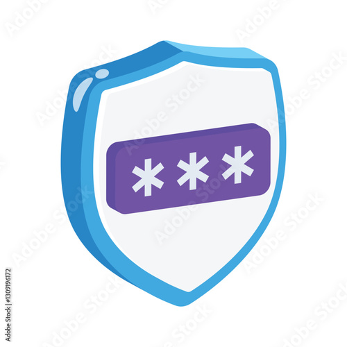 An editable 3d style icon of secure password