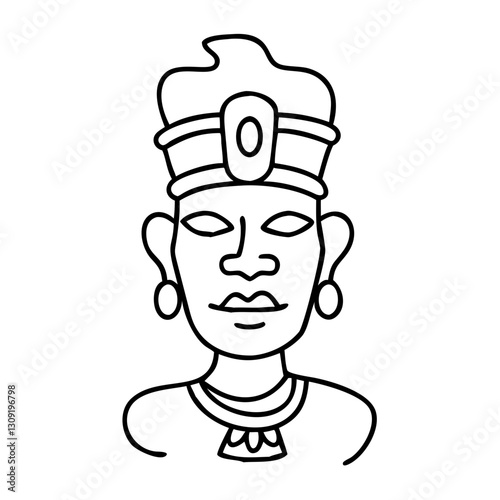 Ancient Tribal Warrior Headpiece Line Art Vector for Tattoos and Coloring Books