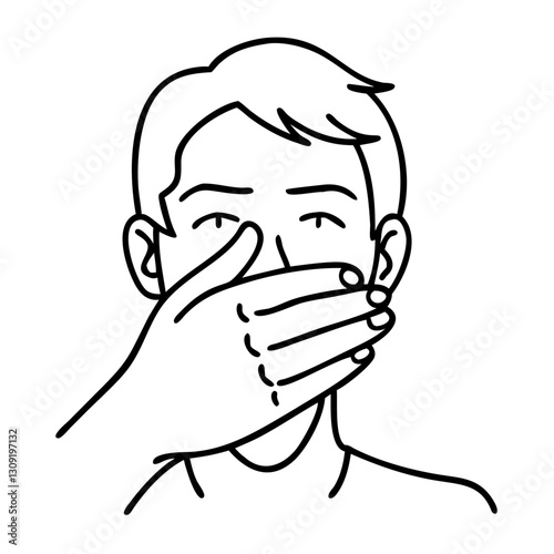 Silenced Person Line Art Representation of Censorship and Suppression Vector Illustration