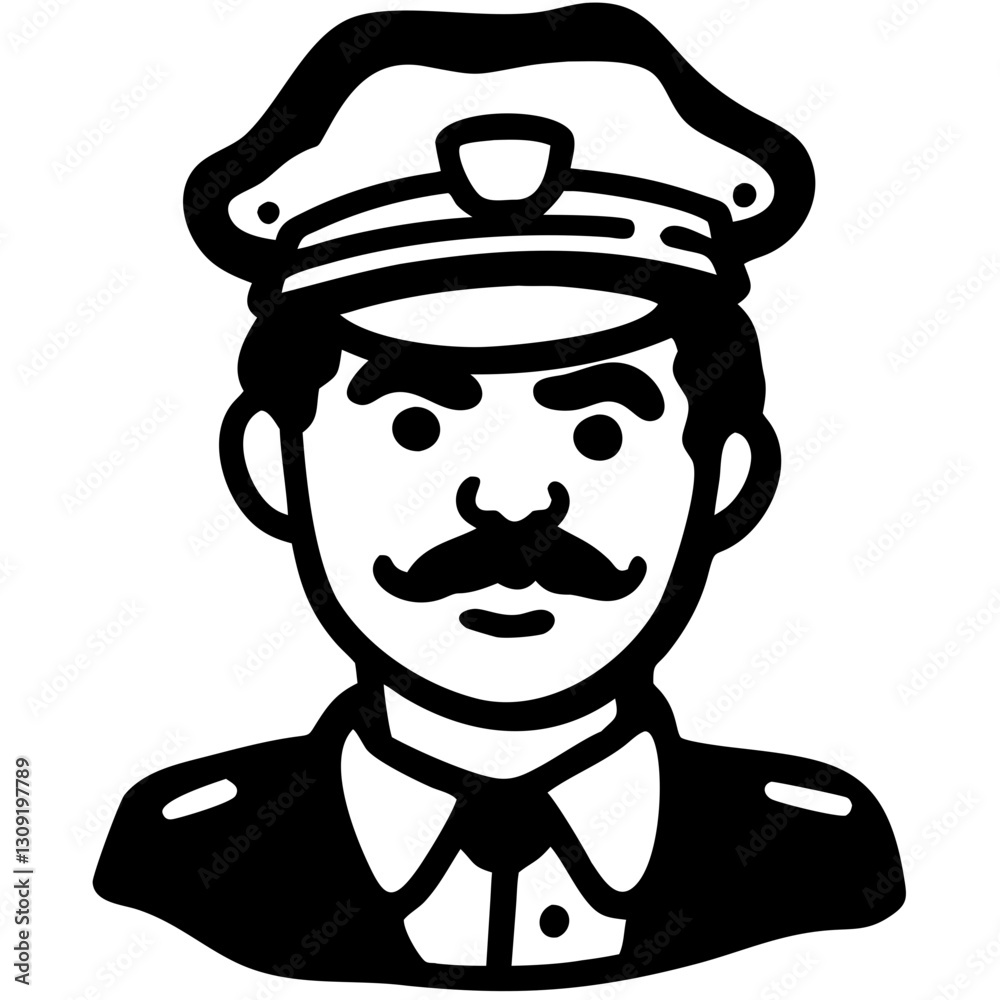 Police Officer Portrait Vector for Design and Educational Use Police Officer Portrait Vector for Design and Educational Use