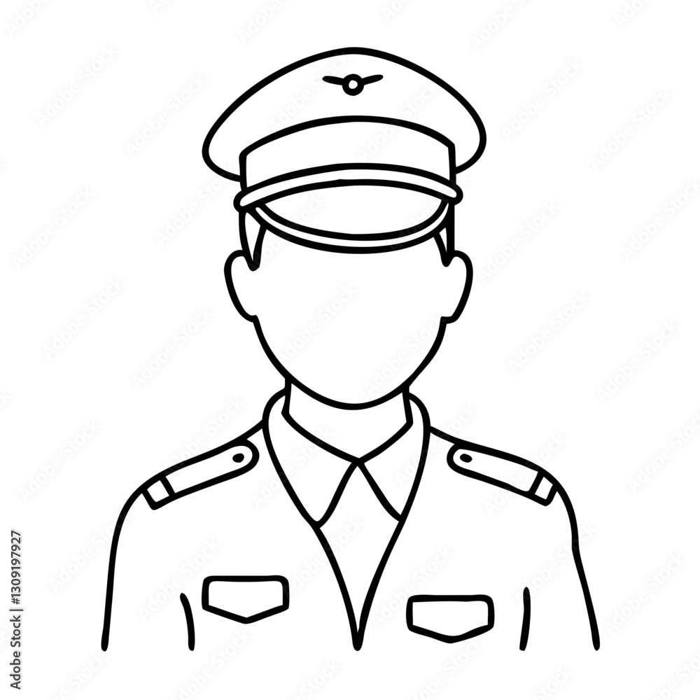 Vector Illustration Military Officer Uniform Outline Design Vector Illustration Military Officer Uniform Outline Design