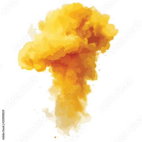 Vibrant Yellow Splash Smoke Isolated Cutout