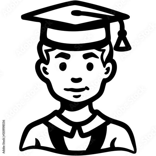 Vector Illustration of Graduate Boy in Cap and Gown for Educational Materials