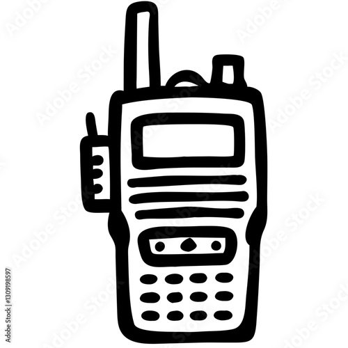 Hand Drawn Vector Walkie Talkie Communication Device for Digital and Print Use