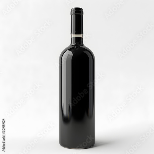 An unopened wine bottle on white background