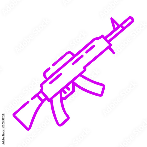 Neon Outline Rifle Vector Symbol for Design and Art Projects