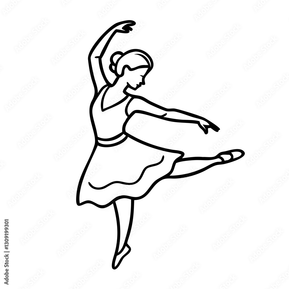 Fototapeta premium Elegant Ballet Dancer Outline Vector for Artistic Designs and Illustrations
