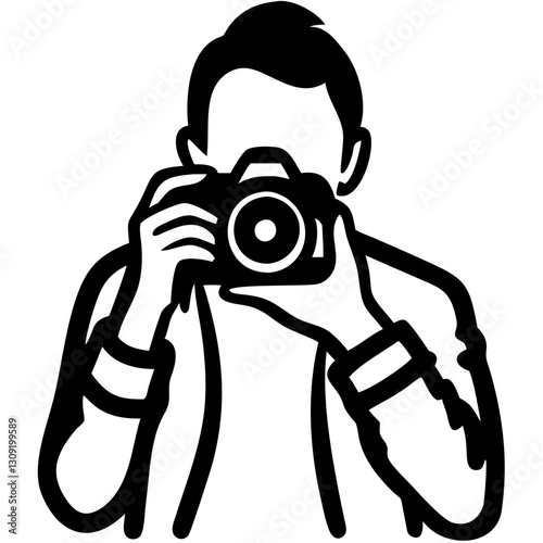 grapher Silhouette Holding Camera Vector Illustration for Creative Design Projects