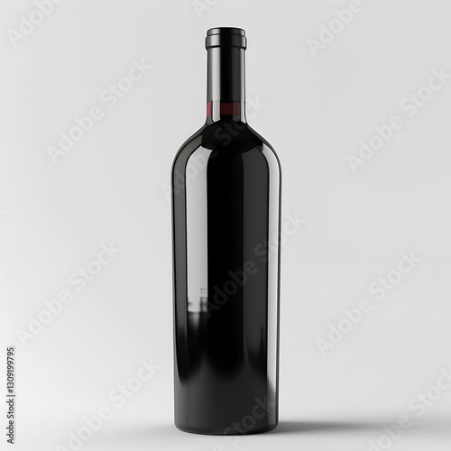 An unopened wine bottle on white background