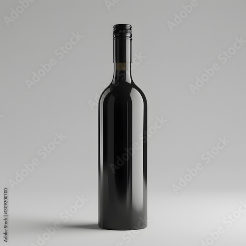 An unopened wine bottle on white background
