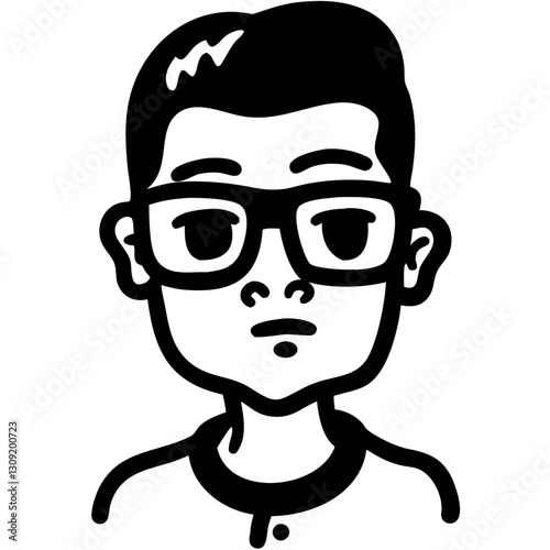 Vector Illustration of Man with Glasses Minimalist Portrait Art