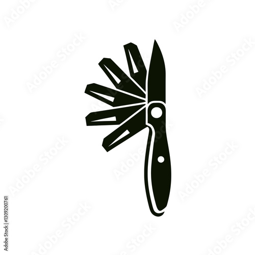 Vector Illustration of Multifunction Pocket Knife for Campers and Outdoor Enthusiasts
