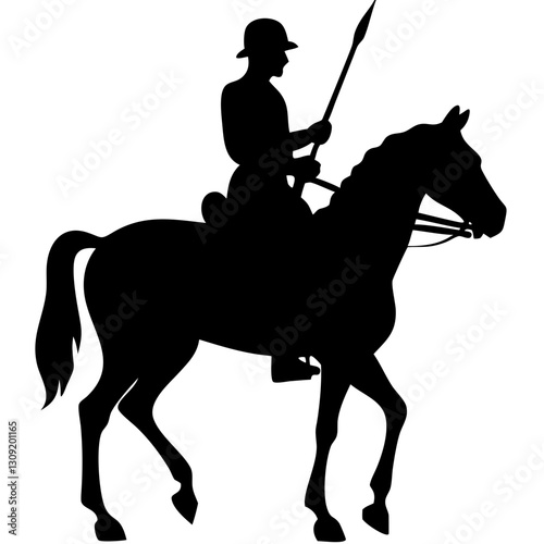 Silhouette Knight on Horse with Spear Medieval Vector Art for Historical Projects