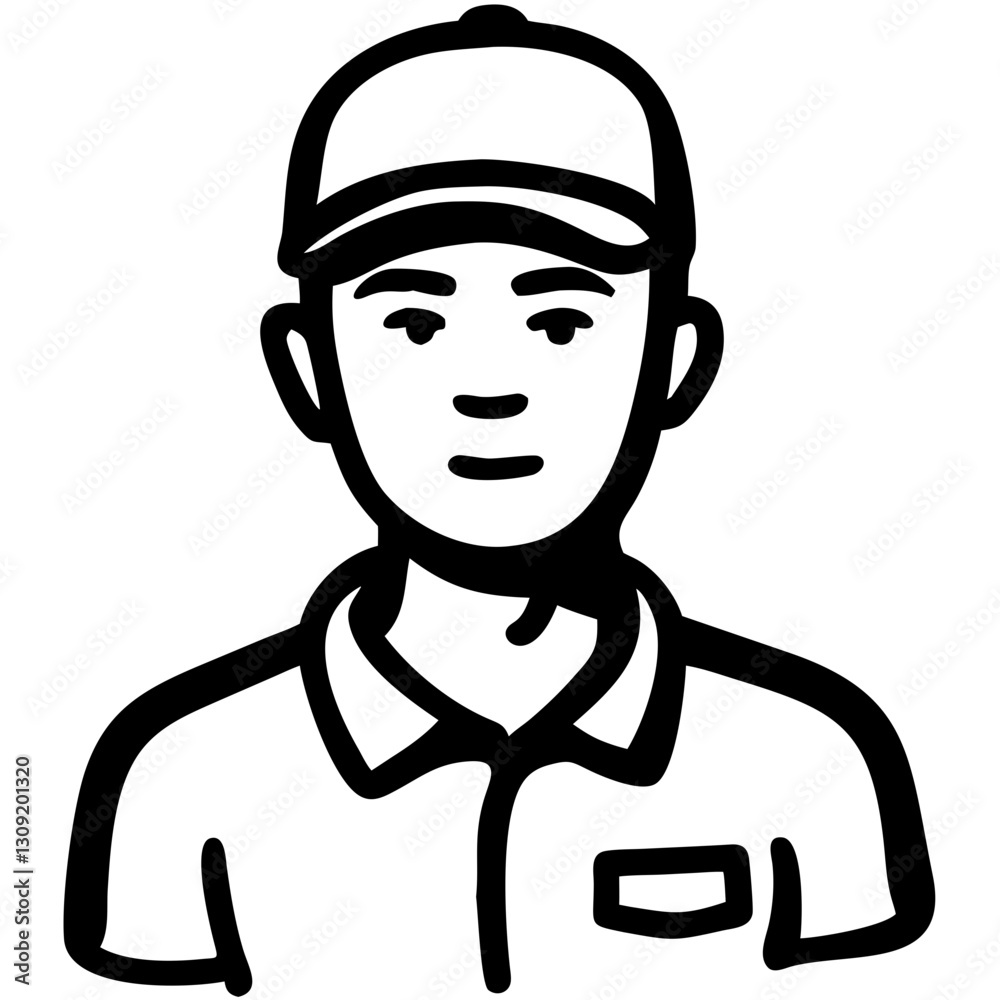 Vector Illustration of Delivery Person with Cap and Uniform for Business and Branding Vector Illustration of Delivery Person with Cap and Uniform for Business and Branding