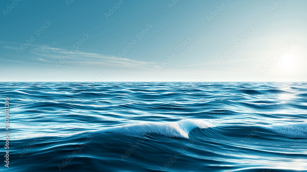 Fototapeta premium Ocean meets horizon in tranquil scene of blue and white