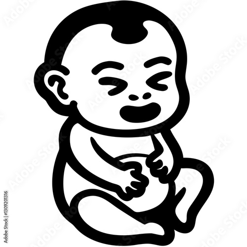 Cute Laughing Baby Vector Art for Nursery Decor and Baby Shower Invitations