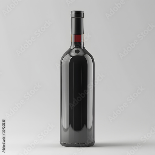 An unopened wine bottle on white background