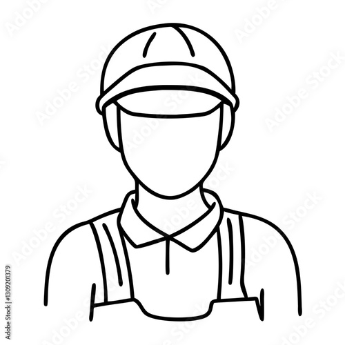 Vector Outline Construction Worker for Safety and Industry Design