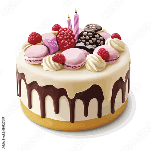Birthday Cake Isolated on White Background for Celebration Events and Parties