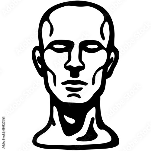 Bold Abstract Human Face Vector Outline For Tattoos And Coloring Books