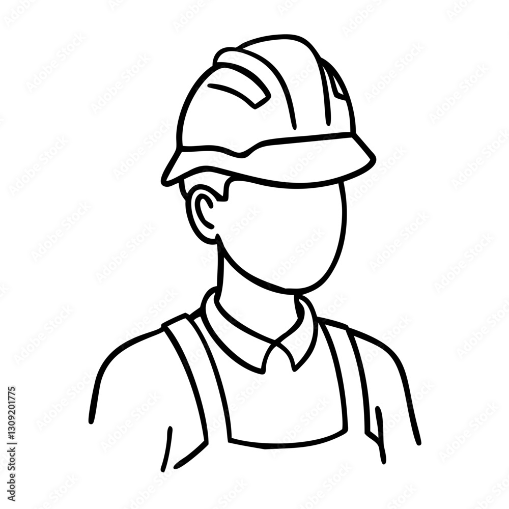 Construction Worker Outline Wearing Hard Hat and Safety Vest Vector Illustration Construction Worker Outline Wearing Hard Hat and Safety Vest Vector Illustration