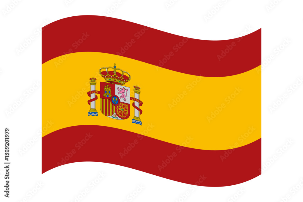 Wavy national flag of Spain, isolated on a transparent background. High quality vector illustration Wavy national flag of Spain, isolated on a transparent background. High quality vector illustration