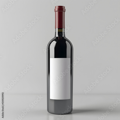 An unopened wine bottle on white background