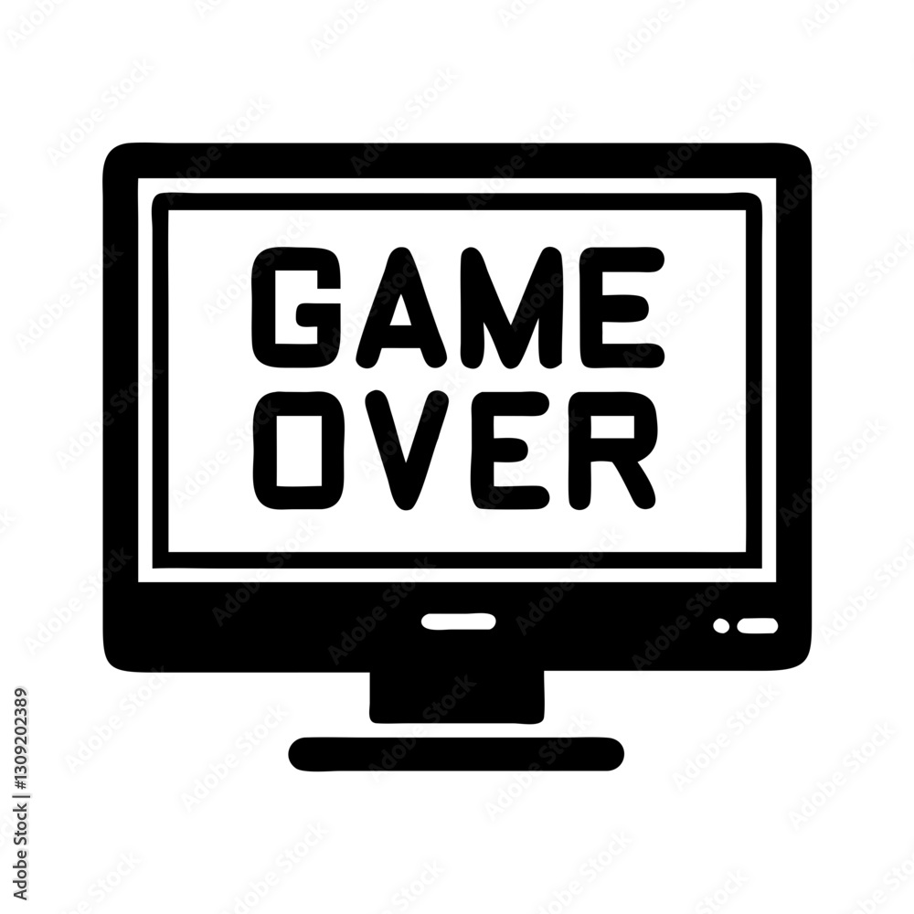 Game Over Screen Vector Illustration for Gaming Designs and Graphics