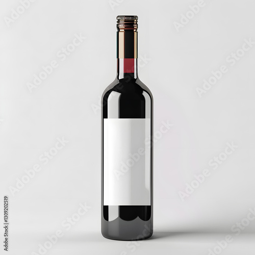 An unopened wine bottle on white background
