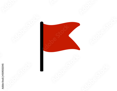 Simple red flag icon symbolizes an alert or warning signal on a clear background.