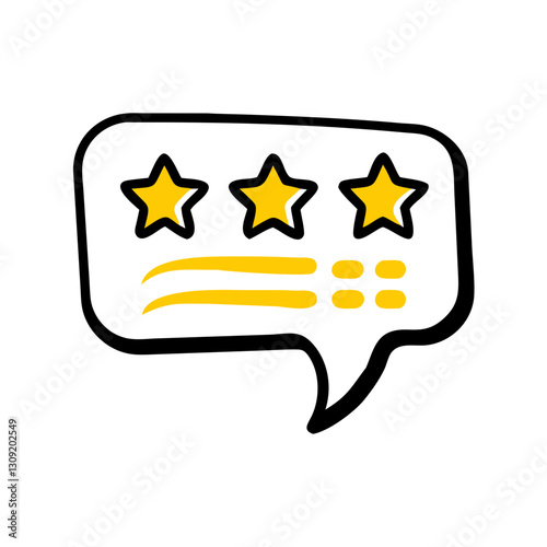 Three Star Rating Speech Bubble Vector Illustration for Reviews and Feedback