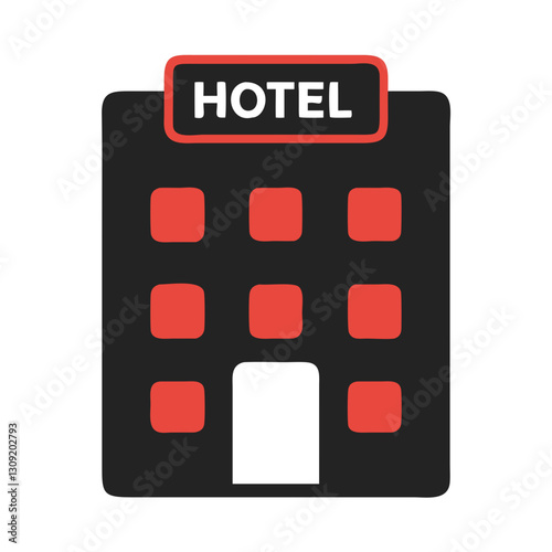 Hotel Building Vector for Travel and Accommodation Graphics