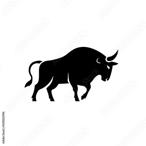 Powerful Bull Silhouette Vector Animal Art for Tattoos and Logo Design