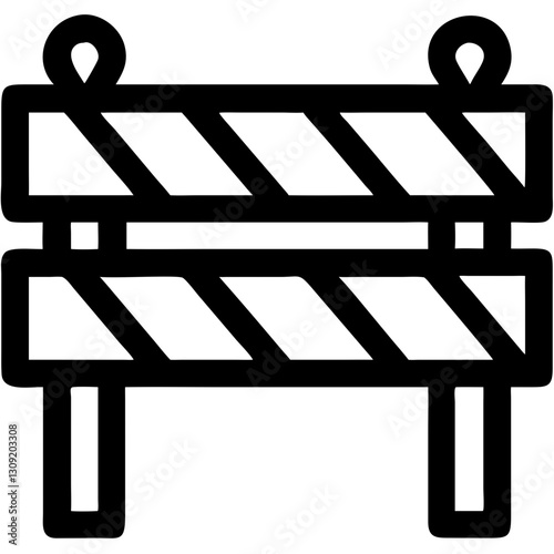 Construction Barrier Simple Black Outline Vector for Safety Signage and Warning Design