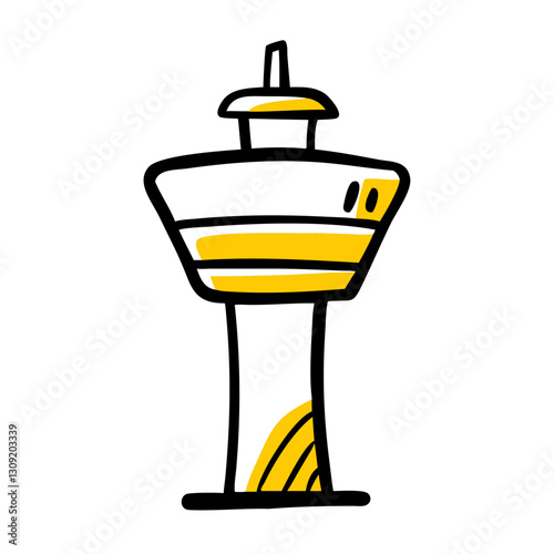 Colorful Airport Control Tower Illustration Vector for Design and Education Resources
