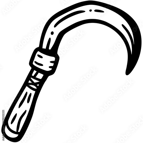 Hand Drawn Sickle Vector Agriculture Tool Rustic Design