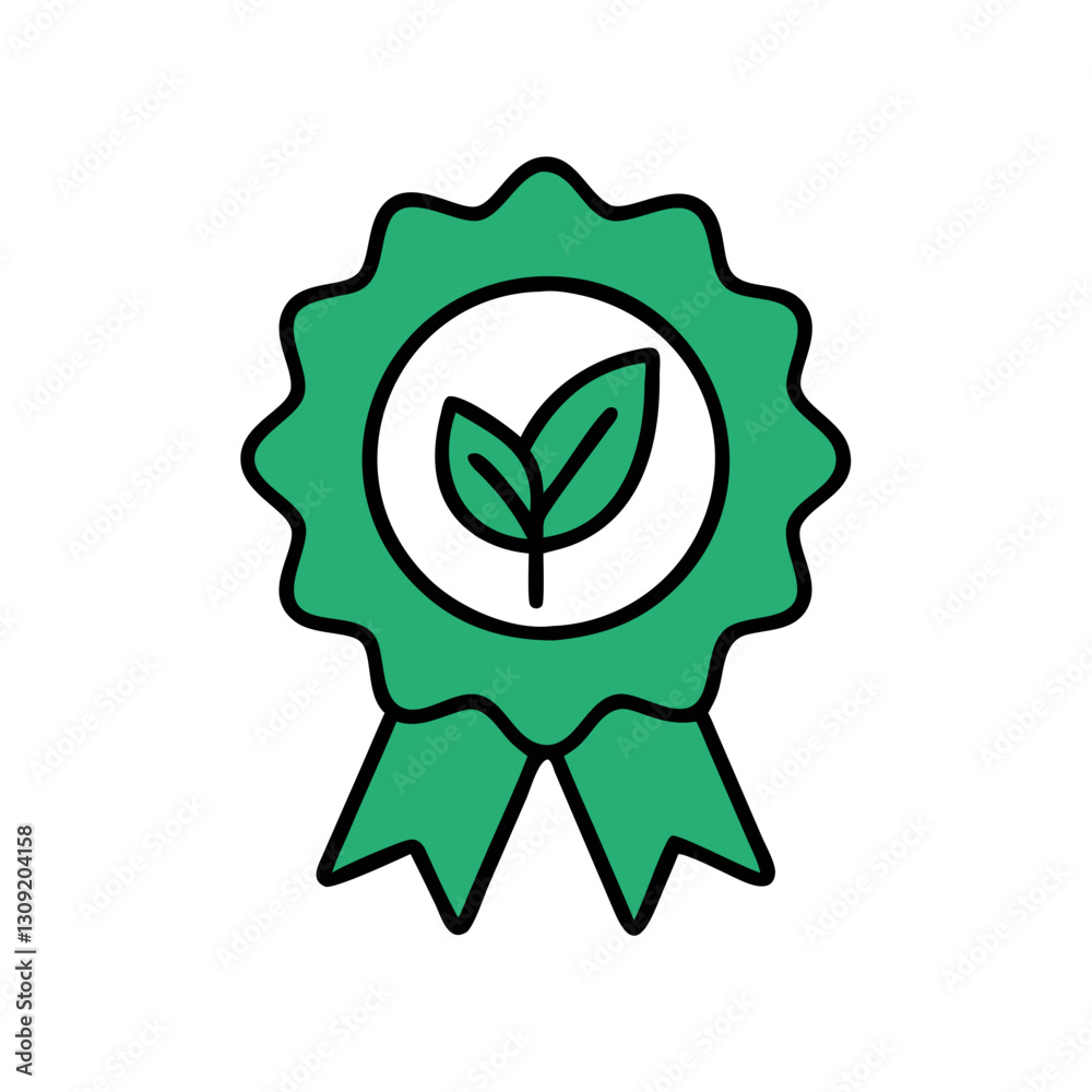 Green Eco-Friendly Certification Badge with Leaf Design for Sustainability Green Eco-Friendly Certification Badge with Leaf Design for Sustainability