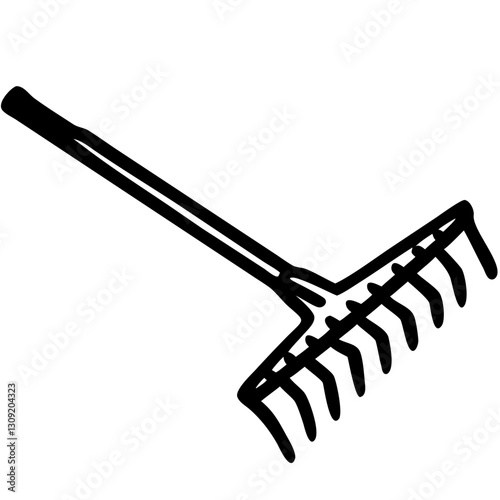 Garden Rake Vector Illustration for Lawn Care and Landscaping Projects