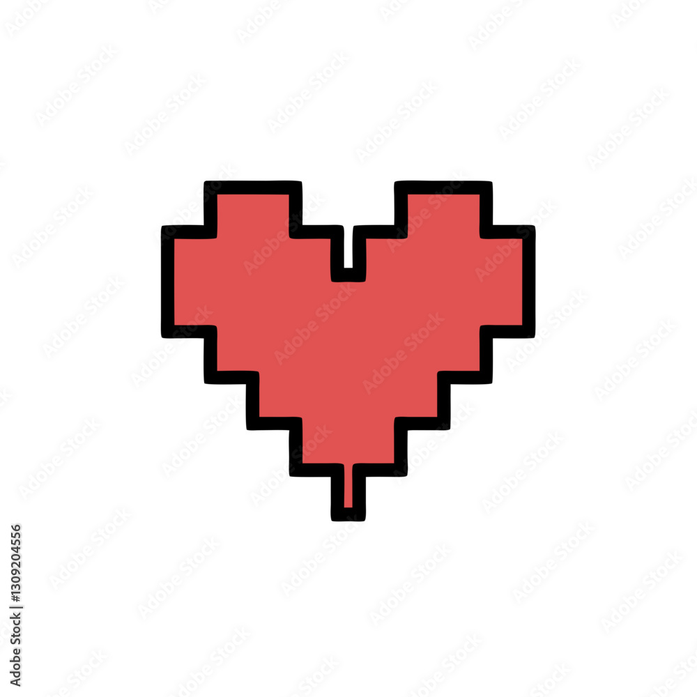 Red Pixelated Heart Vector for Retro Gaming and Digital Design Red Pixelated Heart Vector for Retro Gaming and Digital Design